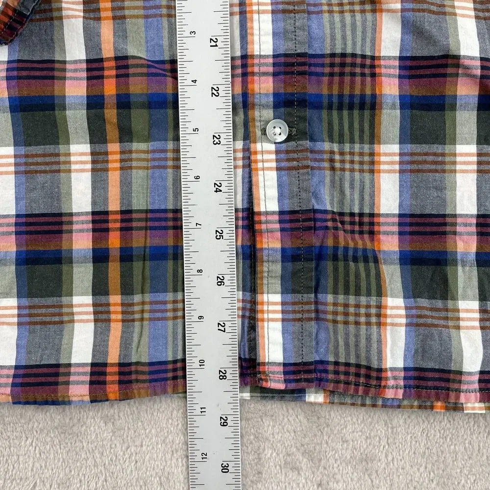 Banana Republic‎ Shirt Men XL Madras Plaid Untucked Long Sleeve Preppy Office